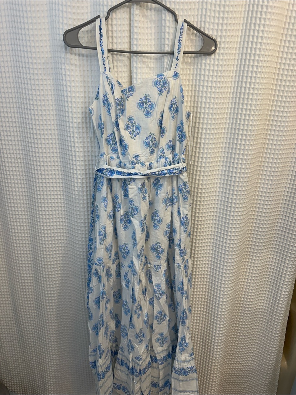 Haute Hippie White Maxi Dress with Blue Floral Print